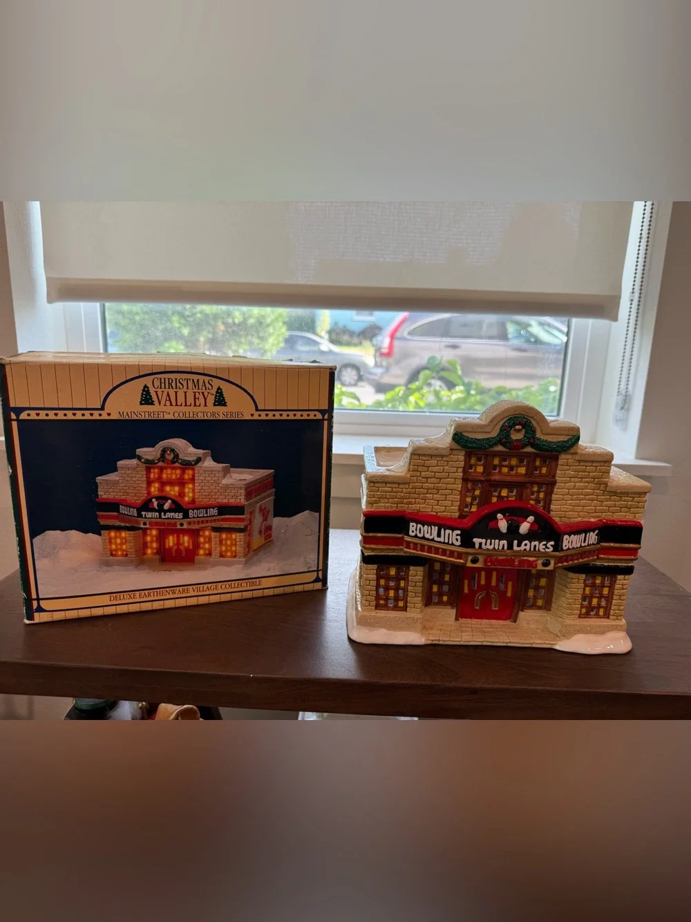 Twin Lanes Bowling Ceramic Holiday Village Building - Red/Green